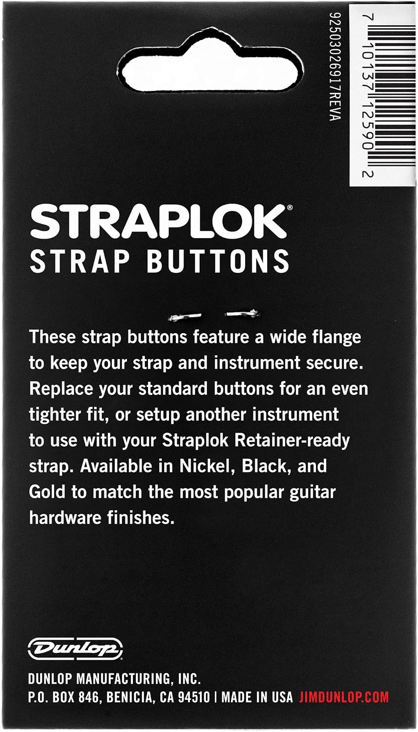 Jim Dunlop Straplok® Dual Design Strap Button Set - Nickel