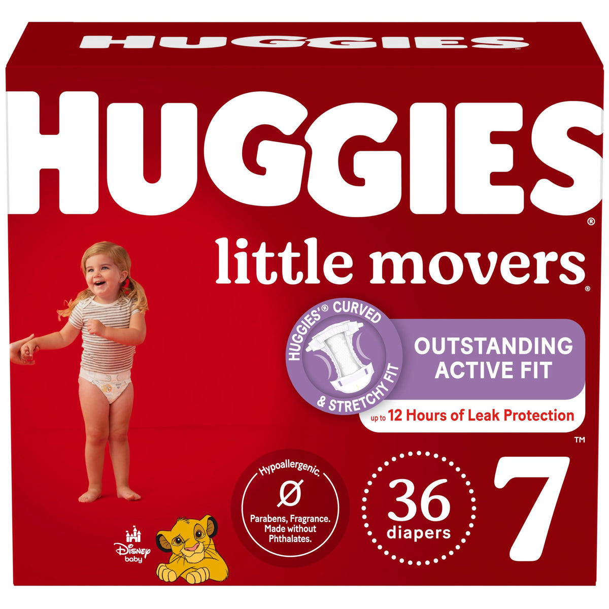 Huggies Size 7 Diapers, Little Movers Baby Diapers, Size 7 (41+ lbs), 36 Count