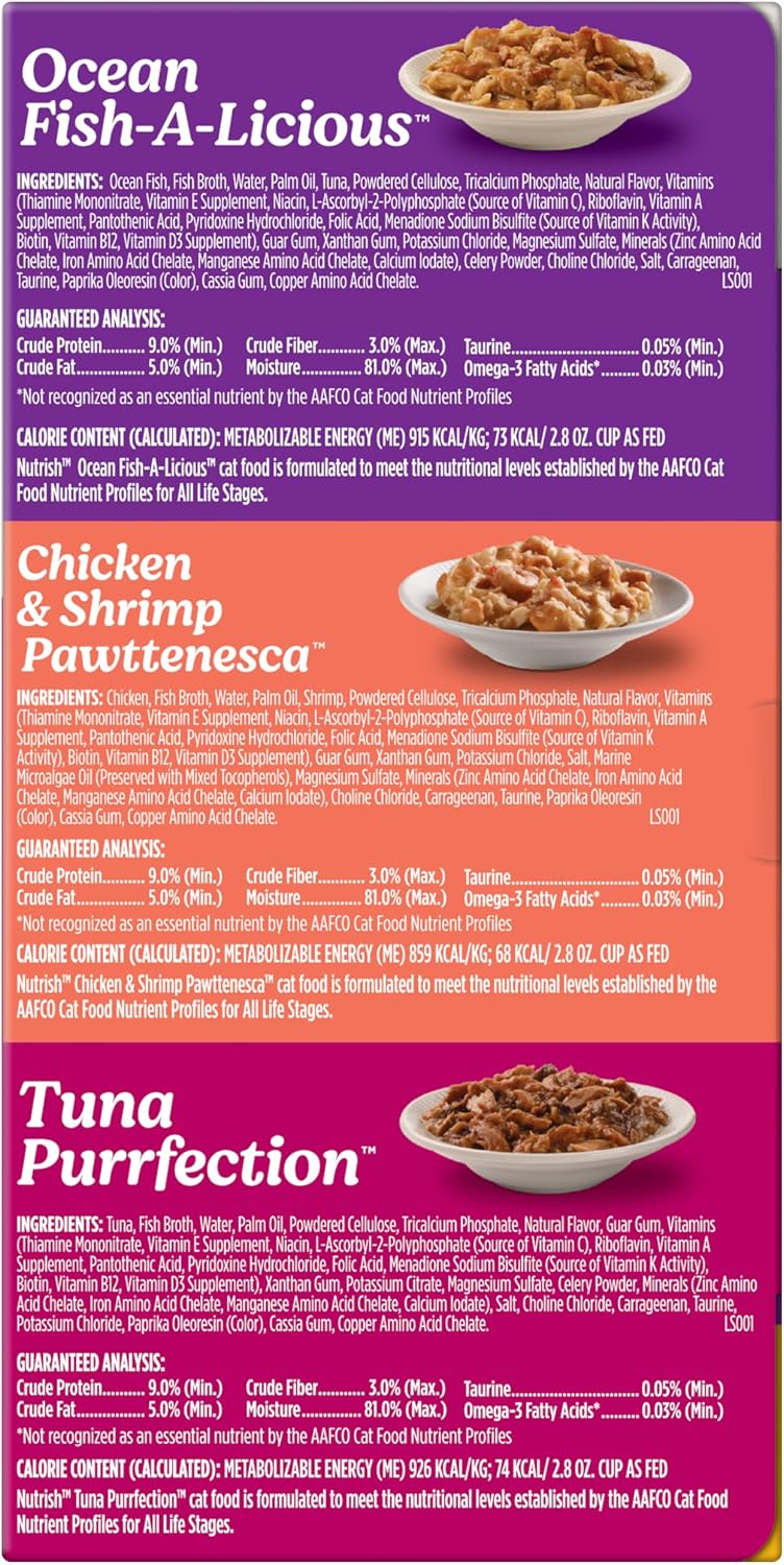 Nutrish Ocean Lover's Wet Cat Food Variety Pack, 2.8 oz. Cup (Rachael Ray)