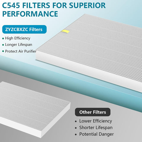 4 Pack C545 Replacement HEPA Filter Compatible with Winix C545, Ture HPEA Filter S Only, Part number 1712-0096-00