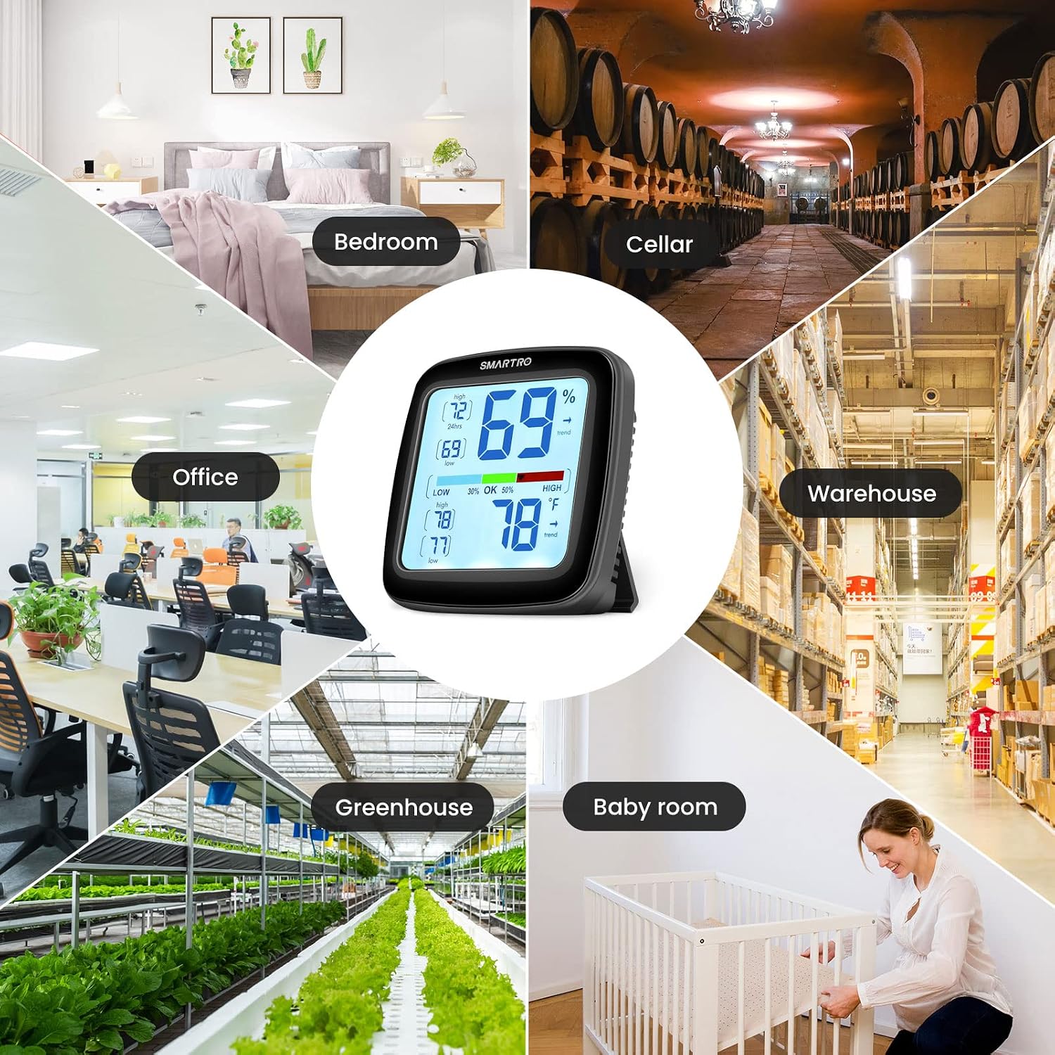 SMARTRO SC42 Professional Digital Hygrometer Indoor Room Thermometer
