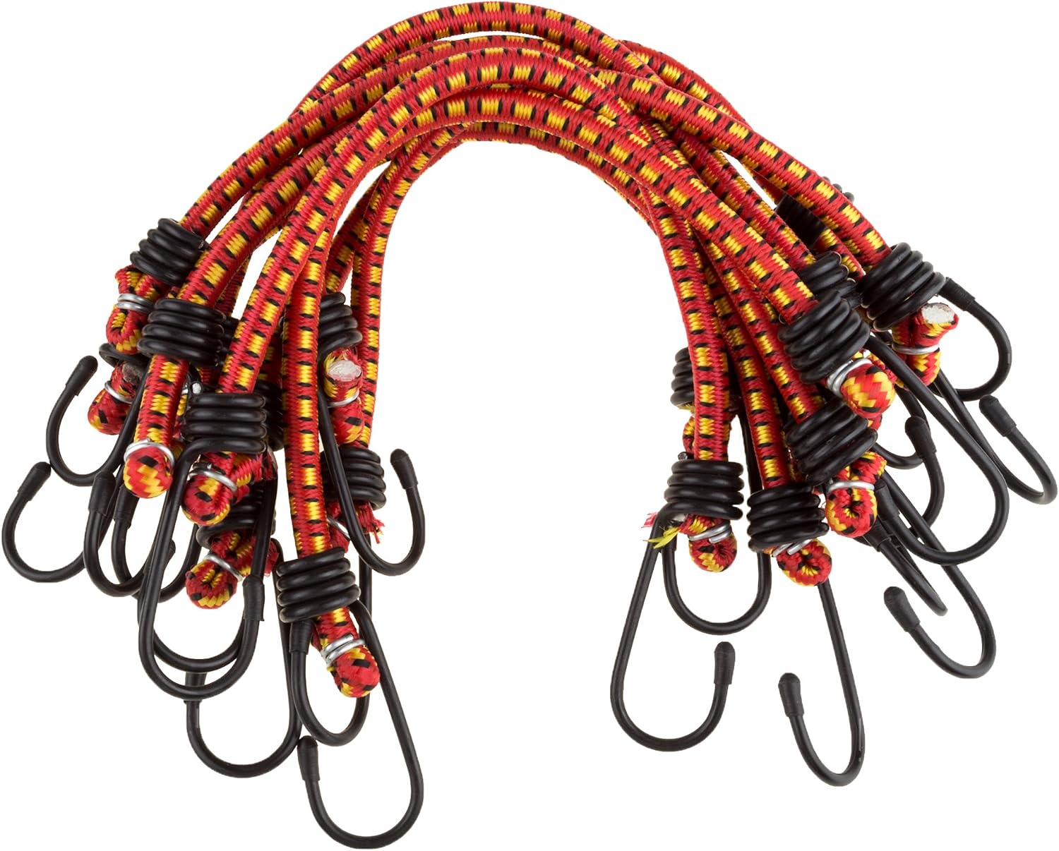 Stalwart Bungee Cords with Hooks, Red, 12-Inch, 10-Pack