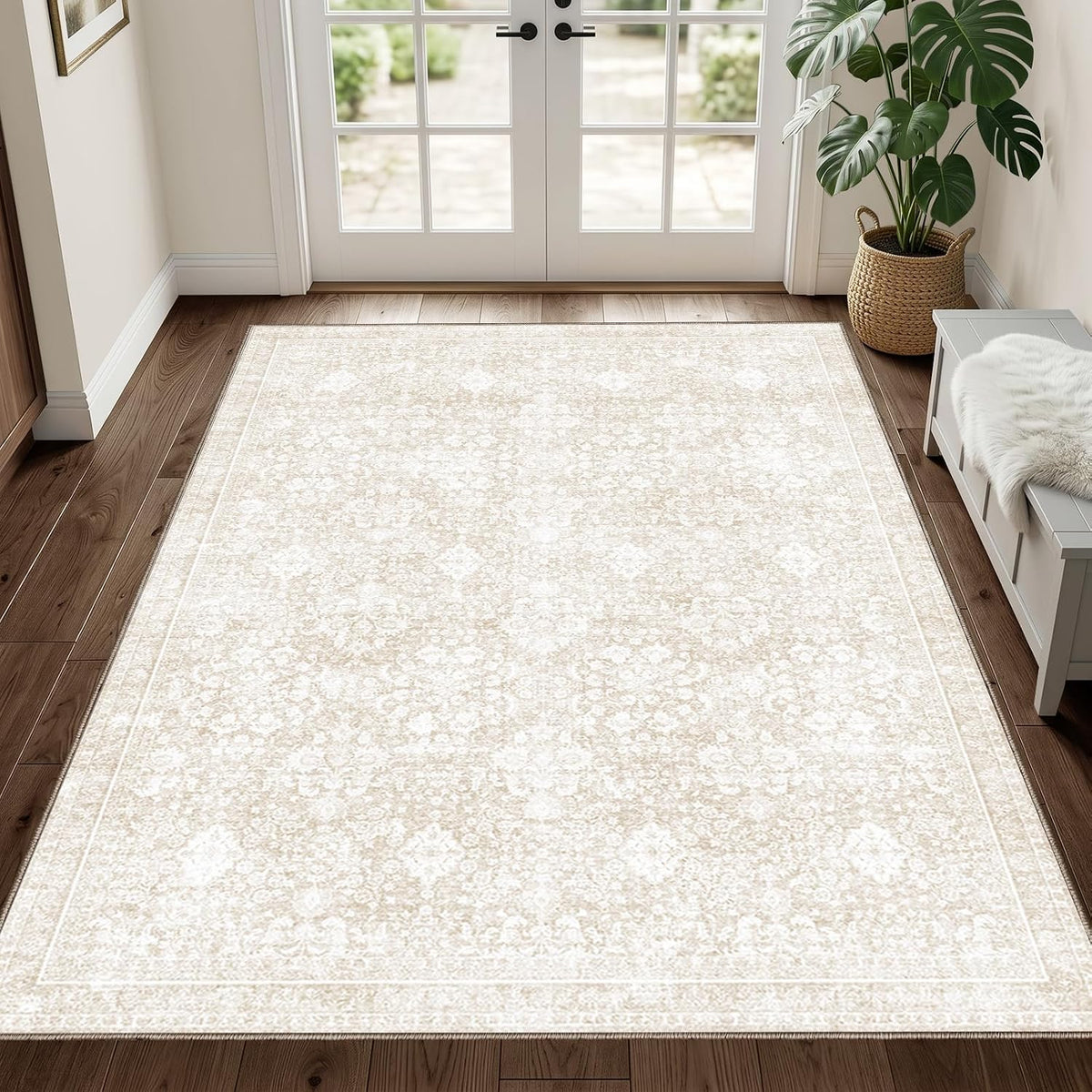 Sasttie 3x5 Area Rugs, Ultra-Soft Washable Rug for Living Room, Cream