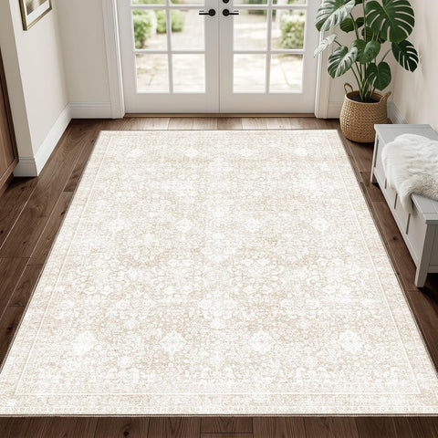 Sasttie 3x5 Area Rugs, Ultra-Soft Washable Rug for Living Room, Cream