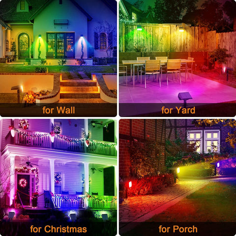 Solar Spot Lights Outdoor Waterproof Color Changing, 10 Pack, 13 LED RGB