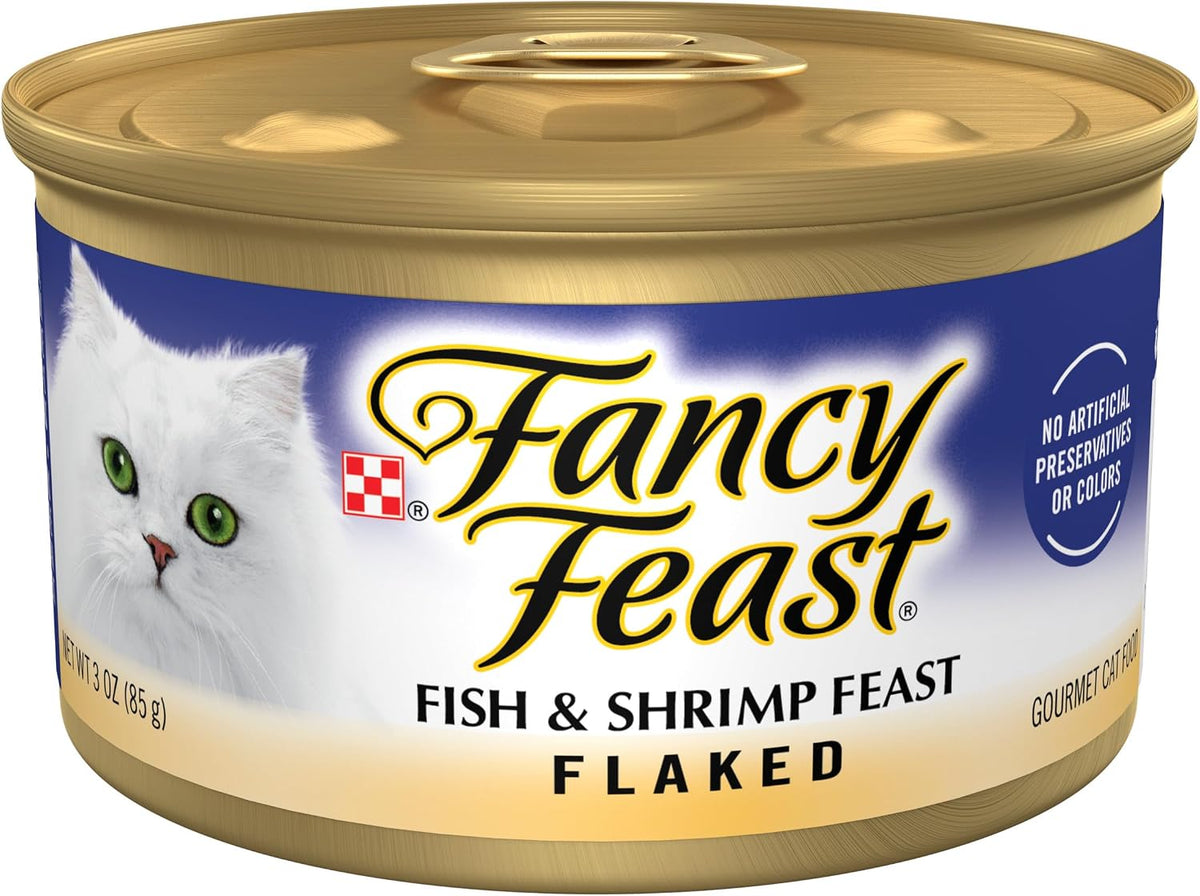 Purina Fancy Feast Wet Cat Food Flaked Fish and Shrimp Feast - (Pack of 24) 3 oz. Cans