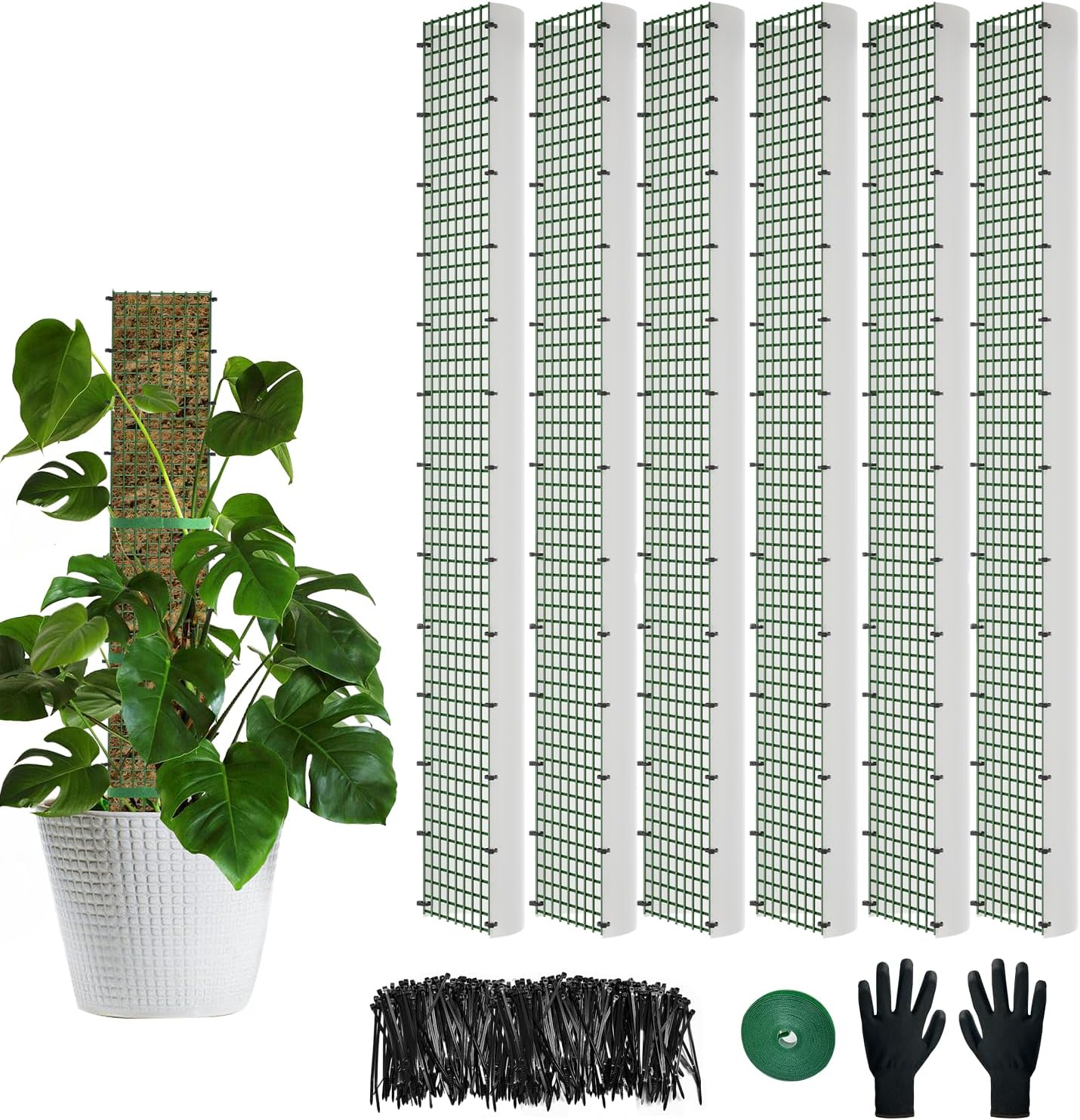 60"/40"/24" Metal Moss Pole, D Shape Sphagnum Moss Pole, Moss Poles for Climbing Plants, Monstera, Indoor Climbing Plants (6Pcs 40")
