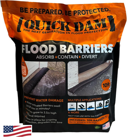 Quick Dam Water Activated 10ft Flood Barrier, Pack of 1