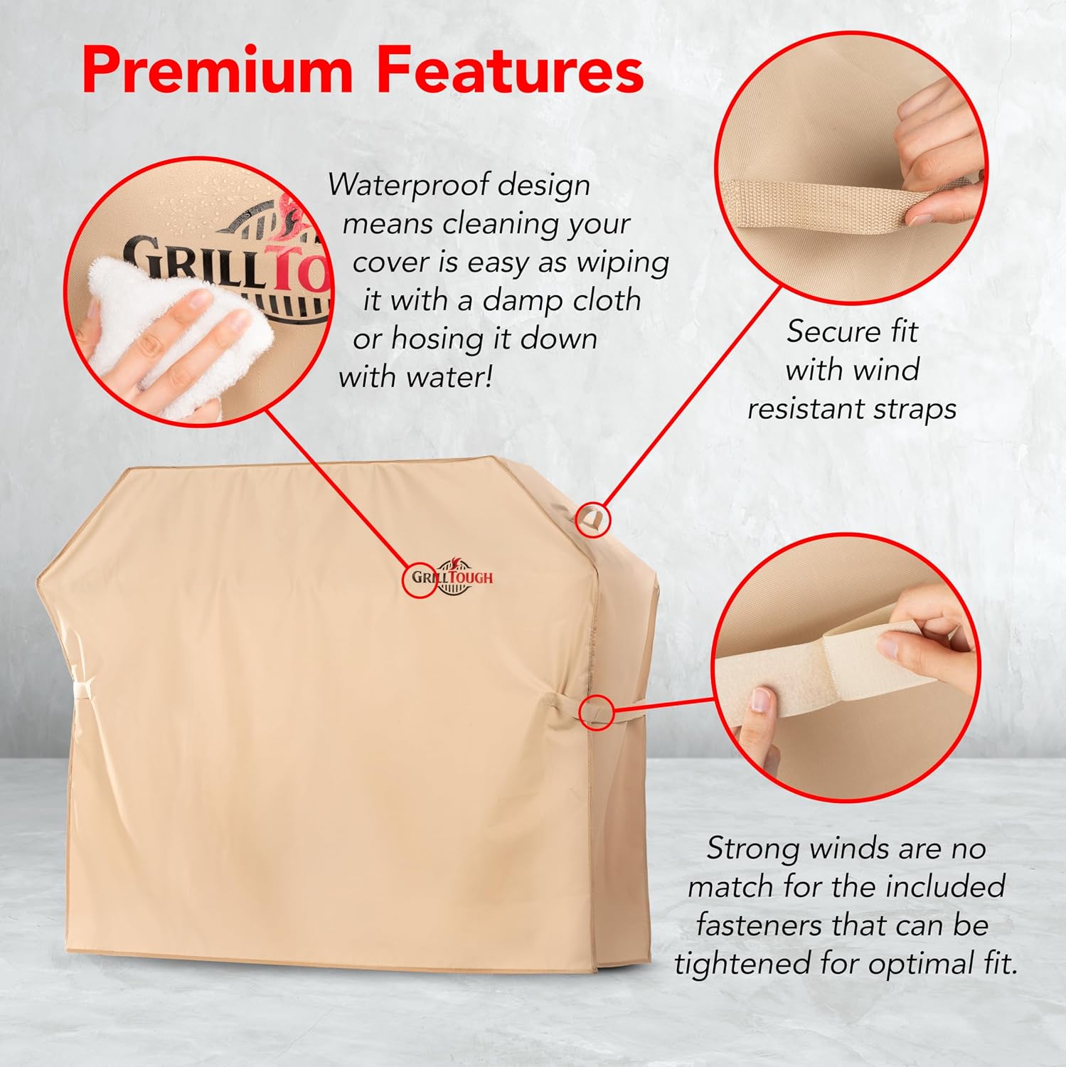 GrillTough Heavy Duty BBQ Grill Cover for Outdoor Grill, 30 Inch Tan