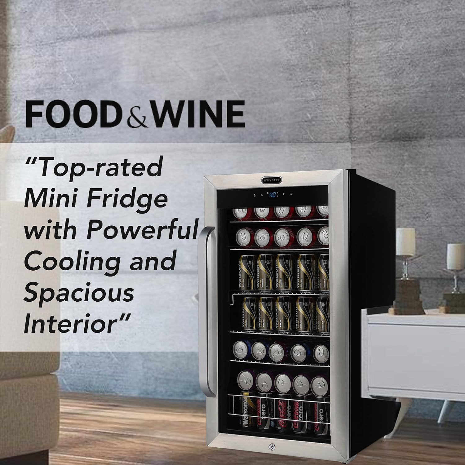 Whynter Beverage Refrigerator Mini Fridge, 136 Can, Glass Door, BR-1211DS