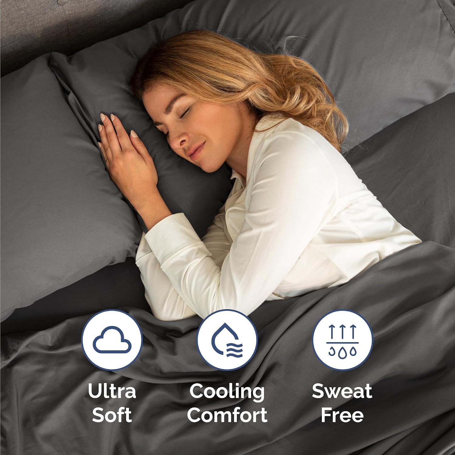 Cal King Size 4 Piece Sheet Set - Breathable & Cooling Sheets - Charcoal