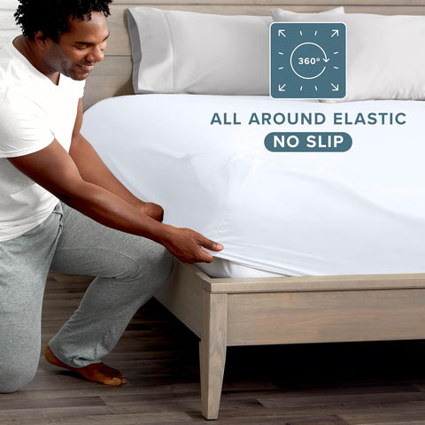 Bare Home Queen Fitted Sheet - 1800 Ultra-Soft (Queen, White)
