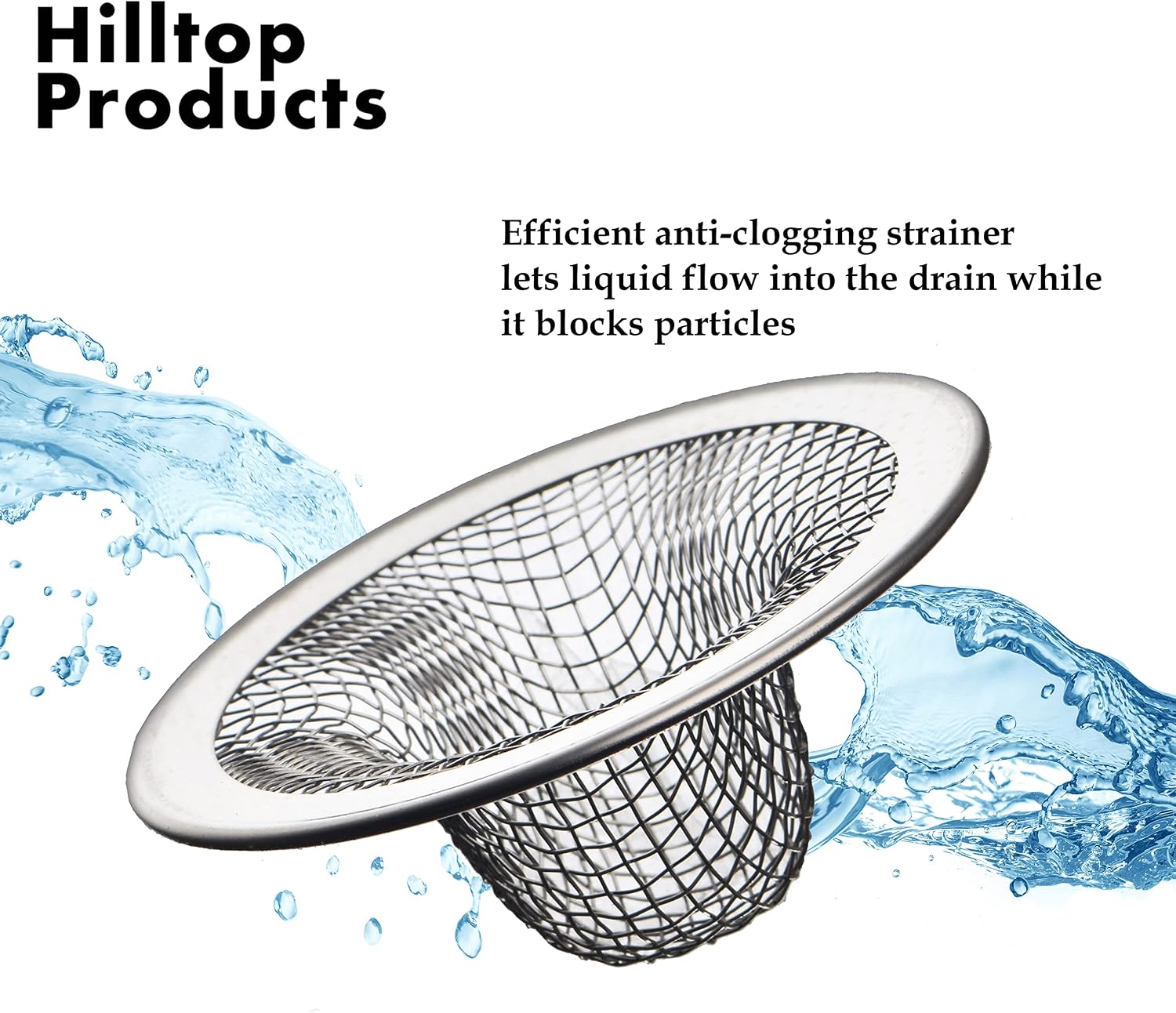 6 Pack - 2.125" Top / 1" Basket- Mesh Sink Drain Strainer Hair Catcher for Bathroom Sink, Utility, Slop, Laundry, RV and Lavatory