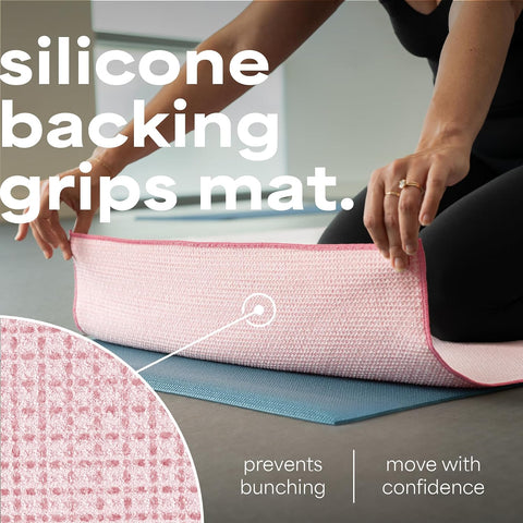S&T INC. Aura Microfiber Yoga Mat Towel with Grip, 2 Pack, 24" x 72", Pink