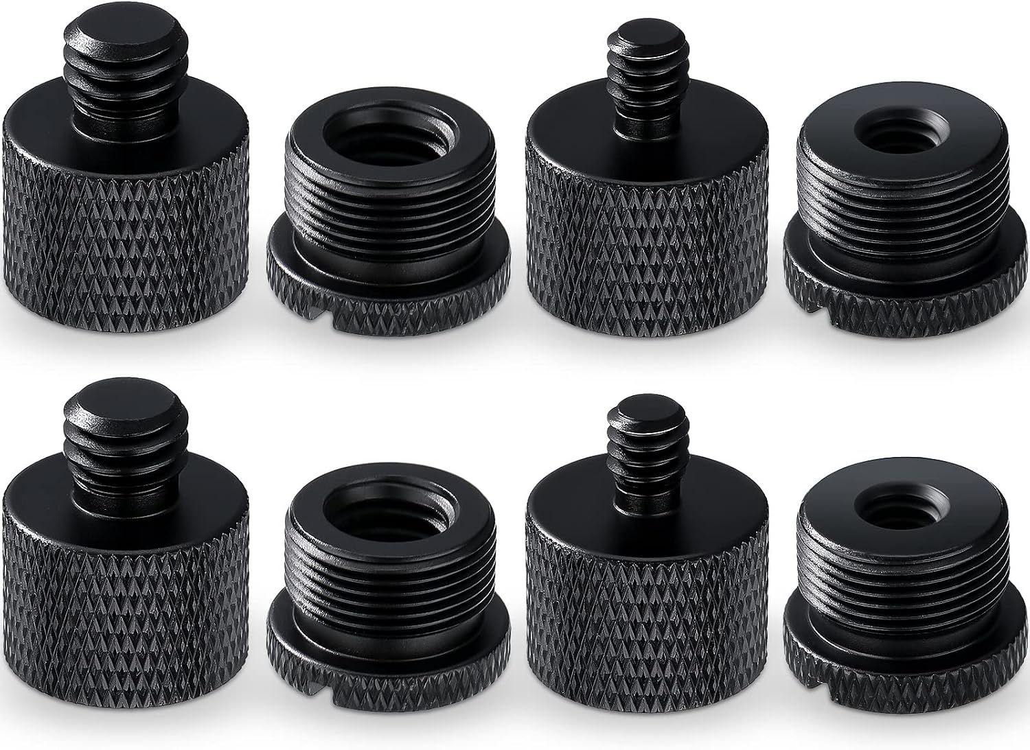 Moxweyeni 8pcs Mic Stand Adapter Screw Thread Adapter for Microphone, Black