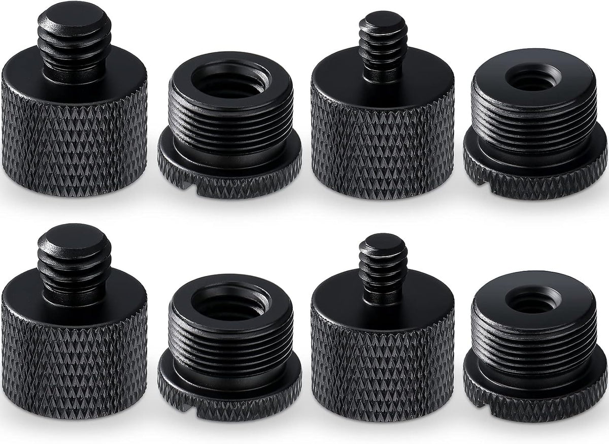 Moxweyeni 8pcs Mic Stand Adapter Screw Thread Adapter for Microphone, Black