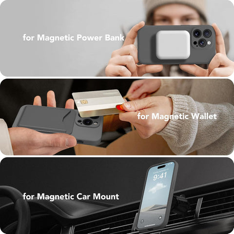 Magnetic for iPhone 13 Pro Max Case Silicone Dark Gray