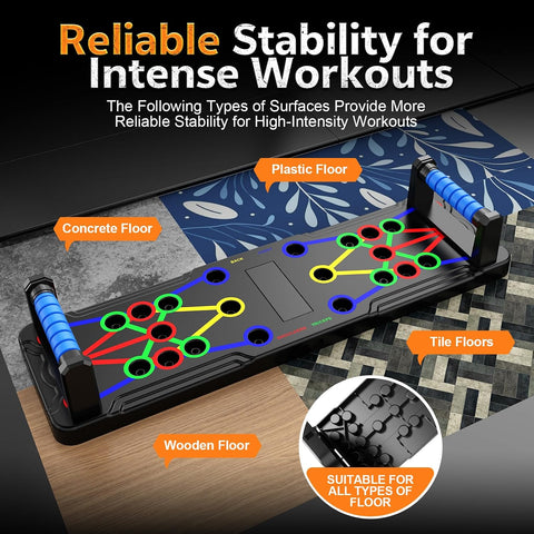 IUT Solid Push Up Board 15 in 1 Home Workout Equipment Multi-Functional Pushup Stands System Fitness Floor Chest Muscle Exercise Professional Equipment Burn Fat