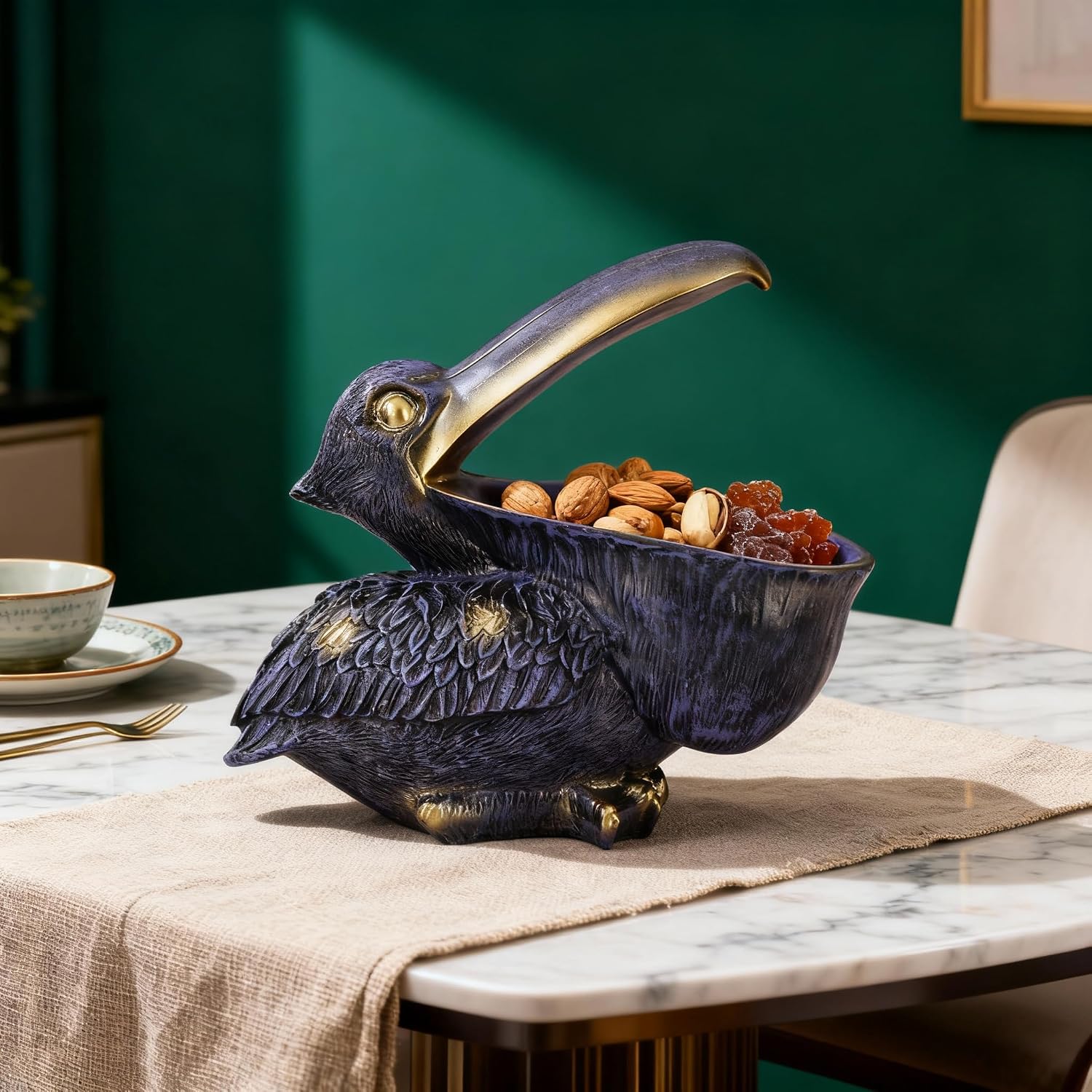 Pelican Key Holder Statues,Fun Animal Hippo Candy Dish,Candy Dish for Office Desk Unique,Modern Key Holder for Pelican Figurine,Suitability Desk bowl and Entry Table Decor Items (Purple)