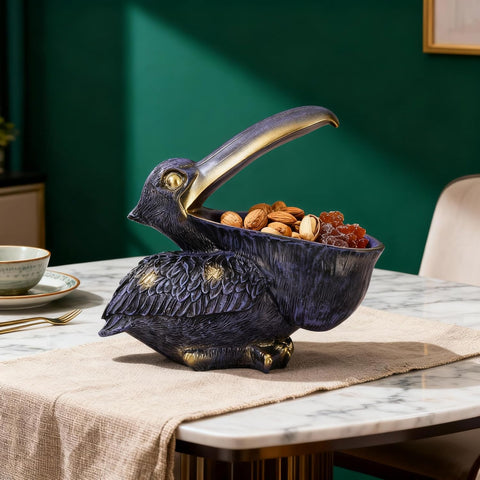 Pelican Key Holder Statues,Fun Animal Hippo Candy Dish,Candy Dish for Office Desk Unique,Modern Key Holder for Pelican Figurine,Suitability Desk bowl and Entry Table Decor Items (Purple)