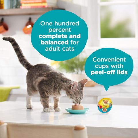 Meow Mix Paté in Gravy, Wet Cat Food with Real Tuna & Salmon, 12 Cups