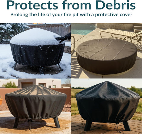 Sunnydaze Heavy Duty Outdoor Fire Pit Cover, Round, Durable PVC, Black, 48"