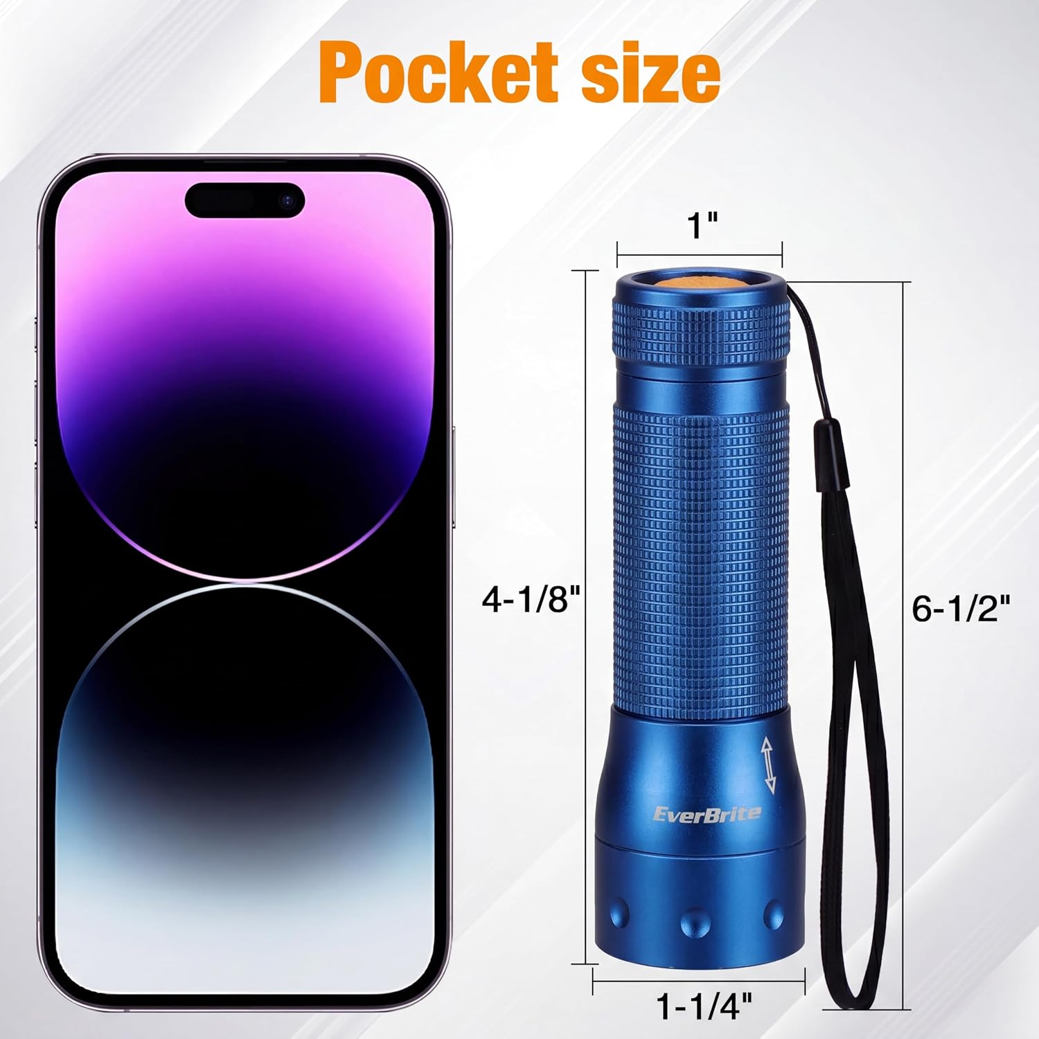 EverBrite Mini Flashlight, Zoomable 350LM LED Flashlight, Blue