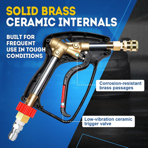 TOOLCY Pro Short Pressure Washer Gun 5000 PSI with 360° Swivel 3/8" Inlet