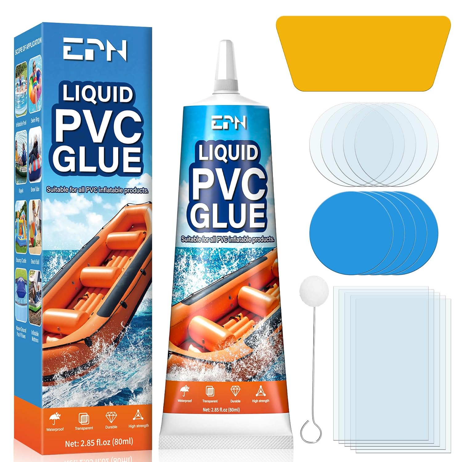 EPN Air Mattress Patch Kit, Waterproof Vinyl Pool Patch Repair Kit, 80 mL