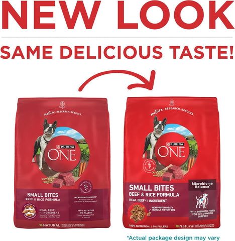 Purina ONE Small Bites Beef & Rice Dry Dog Food, 16.5 lb Bag