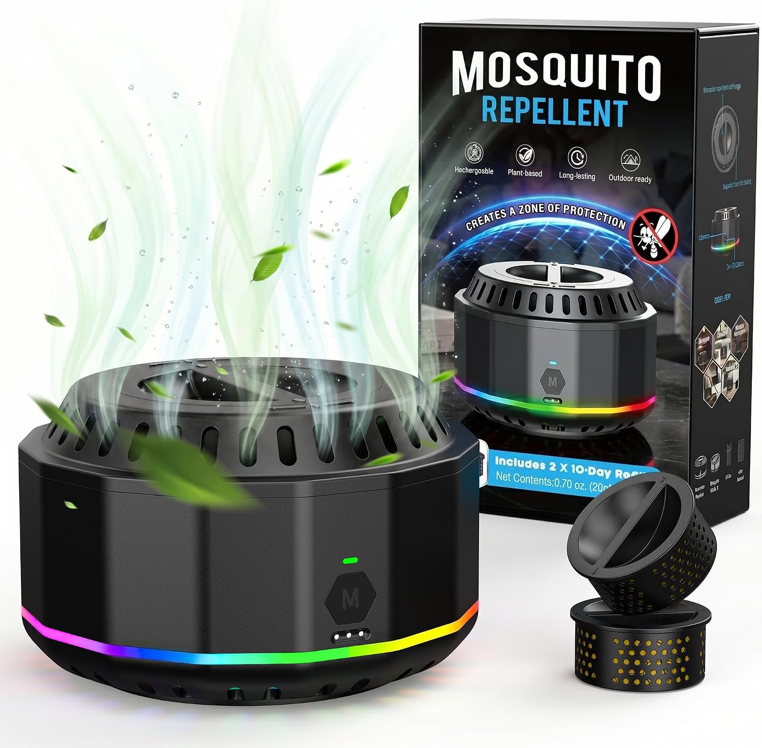 DEET-Free Electronic Mosquito Repellent Outdoor Patio (Black 2)