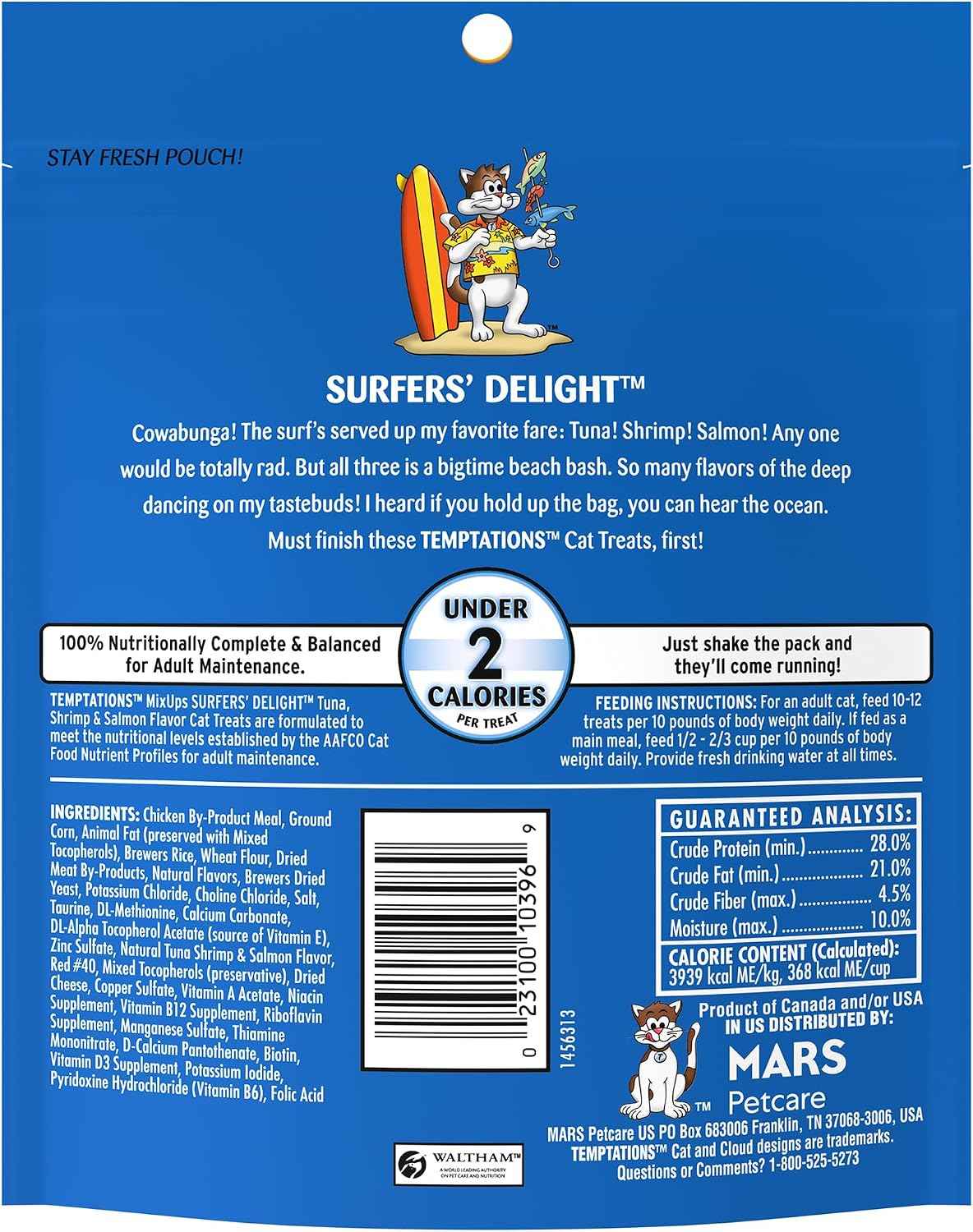 Temptations MixUps Crunchy Cat Treats, Surfer's Delight, 6.3 oz, 10 Pack