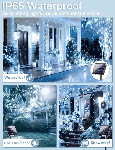 Solar String Lights Outdoor, 2Pack 144FT 400LED Fairy Lights, White