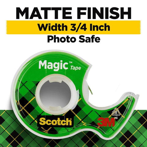 Scotch Magic Tape, 3 Dispensered Rolls, 3/4 x 300 Inches, Clear