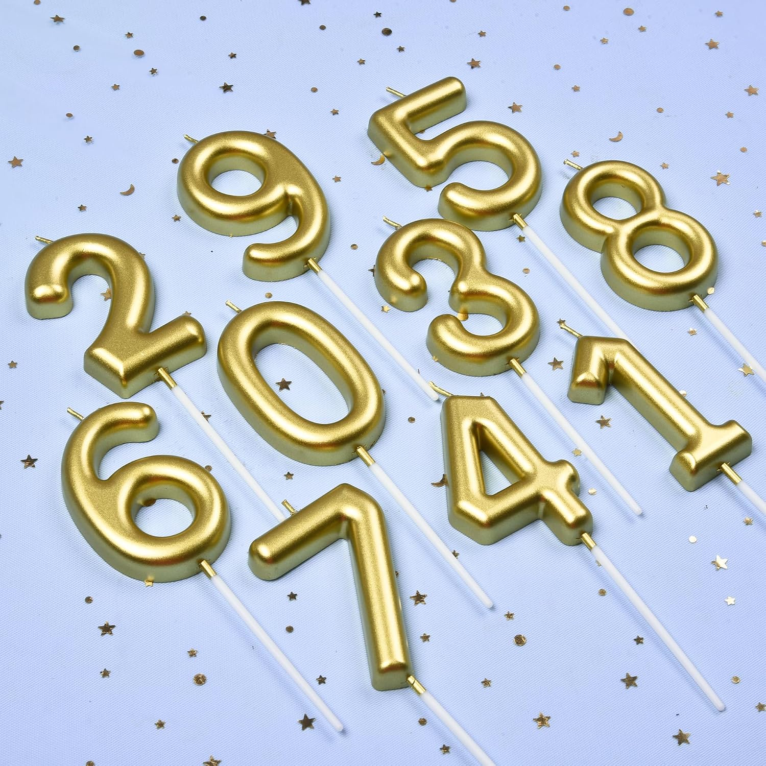 2.76 Inch Classical Gold 19 Number Birthday Candles, Gold Number Candles, Cake Number Candles, Party Celebration