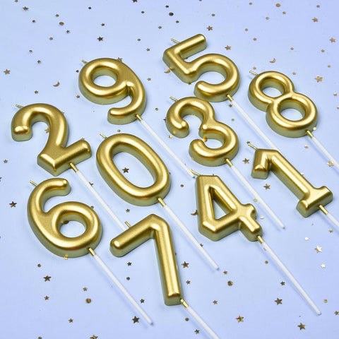 2.76 Inch Classical Gold 19 Number Birthday Candles, Gold Number Candles, Cake Number Candles, Party Celebration
