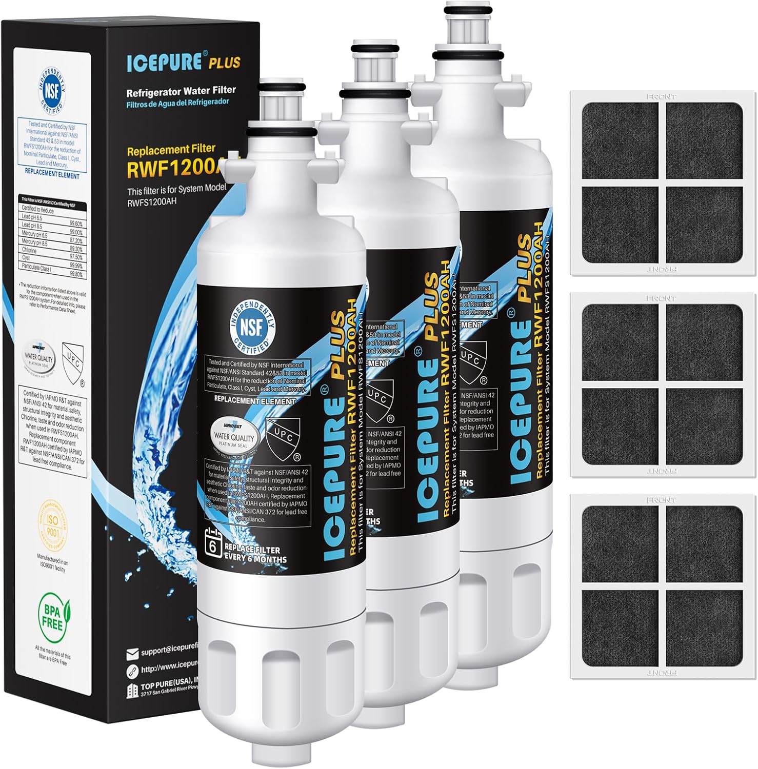 ICEPURE PLUS 9690 NSF/ANSI 53 &42 Filter Compatible with LG LT700P,3 Combo