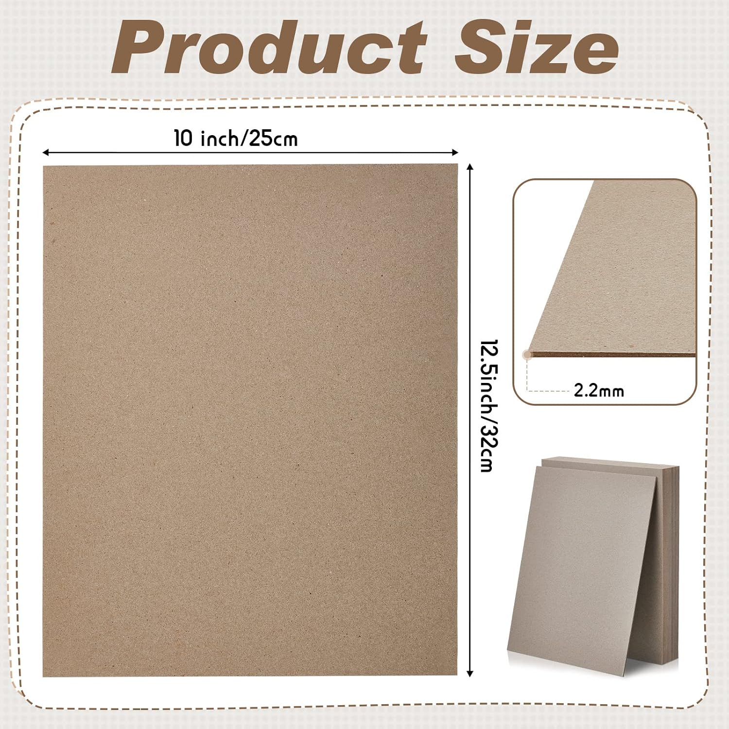 Lewtemi 20pcs Bookboard, Chipboard for Book Binding, 12.5 x 10''80pt, Gray
