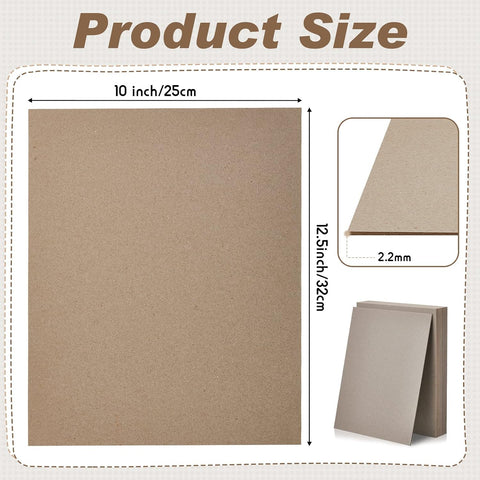 Lewtemi 20pcs Bookboard, Chipboard for Book Binding, 12.5 x 10''80pt, Gray