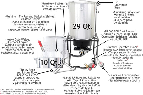 King Kooker Propane Outdoor Fry Boil Package with 2 Pots, silver, one size (12RTFBF3)