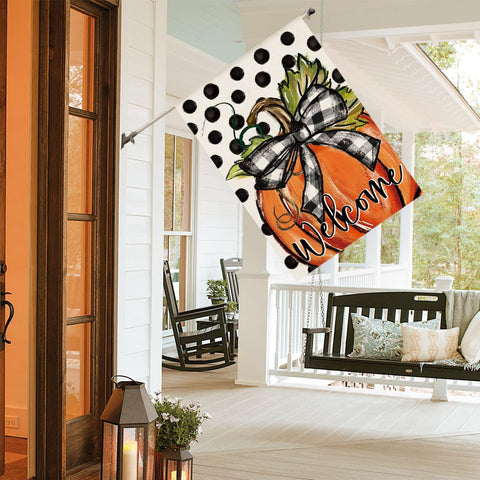 AVOIN colorlife Fall Welcome Pumpkin House Flag 28x40 Inch Outside