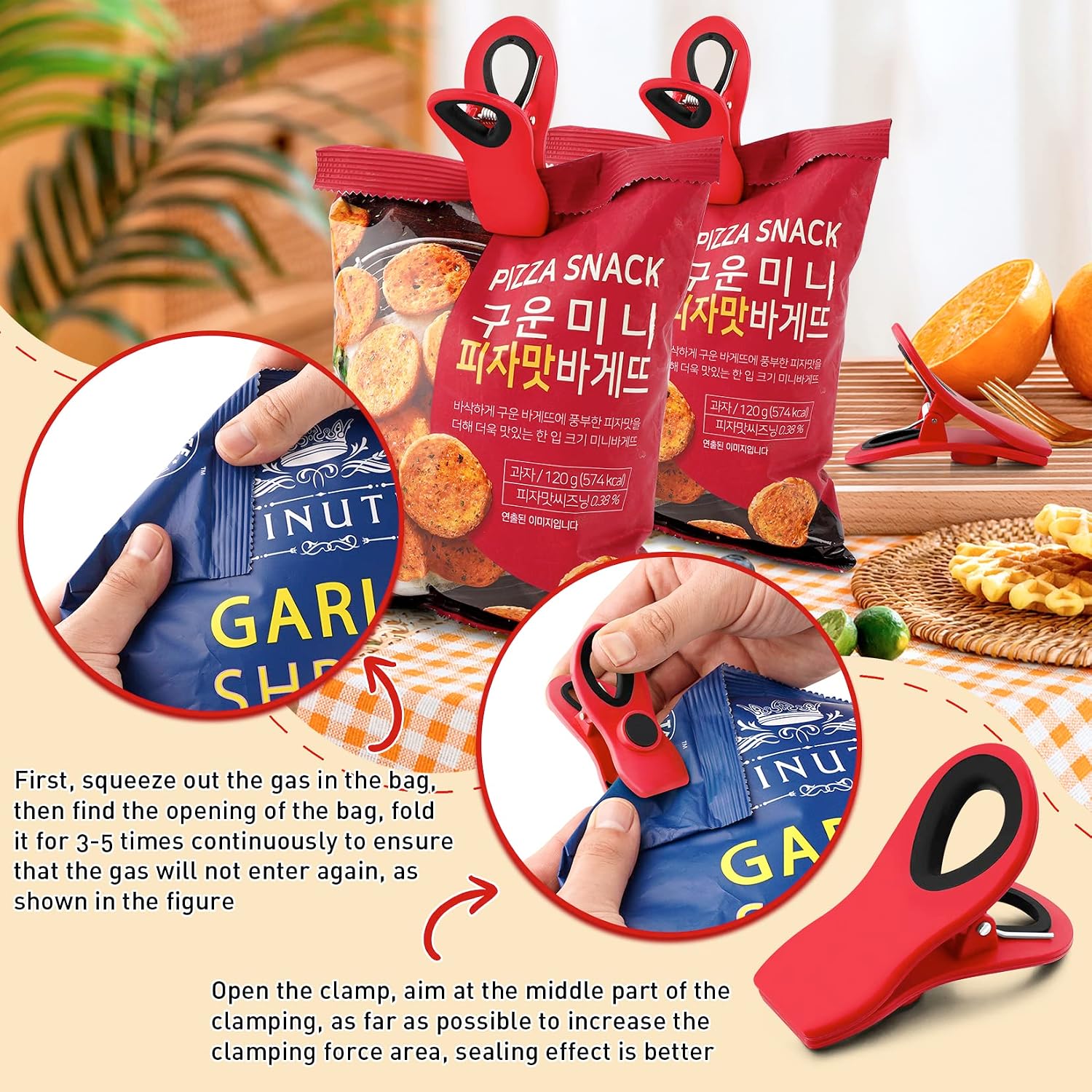 12 Pack Chip Clips, Magnetic Clips for Chips and Other Food Bags