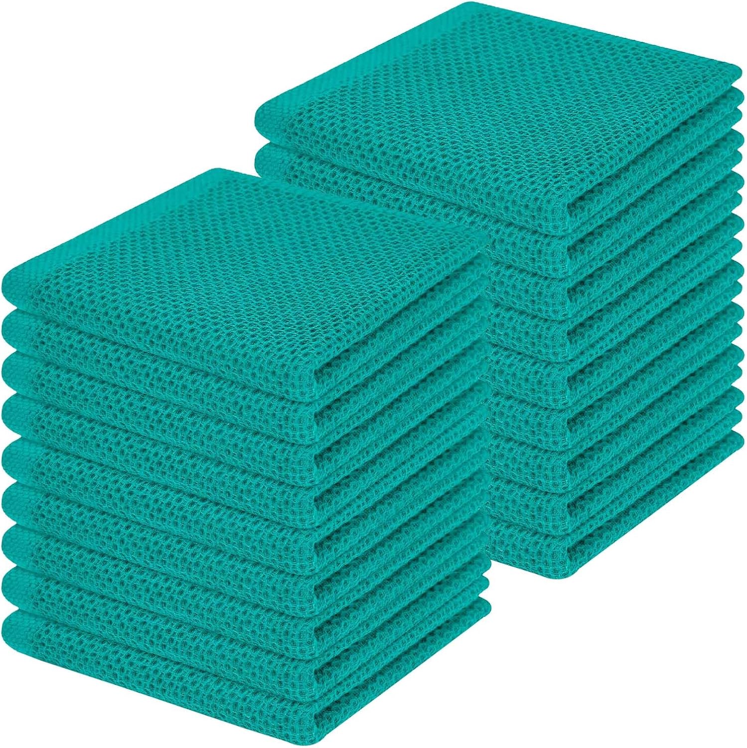Homaxy 100% Cotton Waffle Weave Kitchen Dish Cloths 18-Pack, Teal