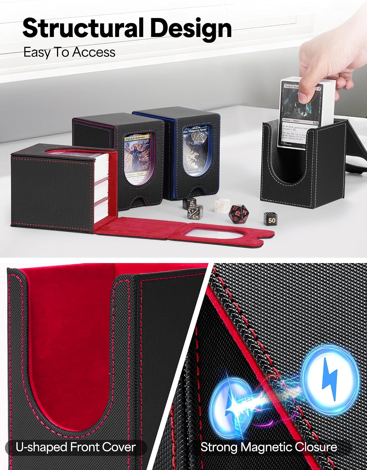 Card Deck Box for MTG Commander, fits 100+ Double-Sleeved Cards
