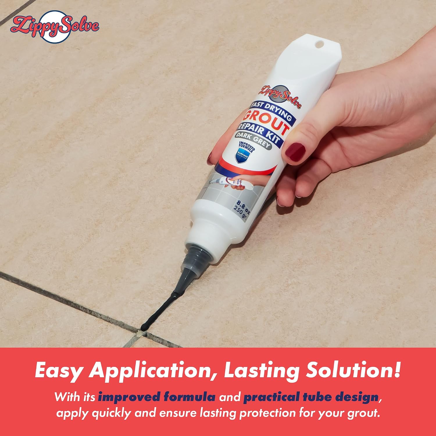 ZippySolve Tile Grout Repair Kit, Refresh Tile (8.8oz Dark Grey/Anthracite)
