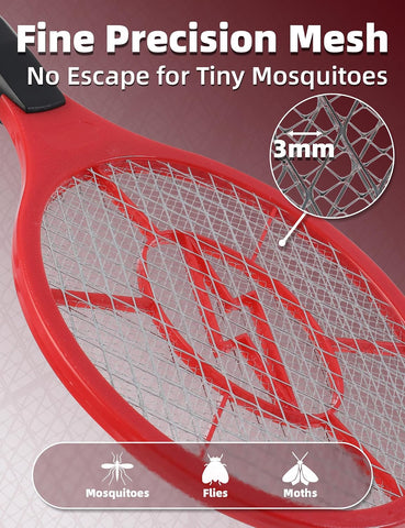 Electric Fly Swatter 2 Pack (Red & Blue), Battery Powered Bug Zapper Racket for Mosquitoes & Flies, Safe Protective Mesh, Indoor & Outdoor Use, Batteries Not Included