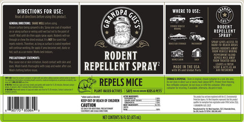 Grandpa Gus's Rodent Repellent Spray, Peppermint & Cinnamon Oil, Prevents Mouse/Rats from Nesting & Chewing on Wires, 16 fl oz (Pack of 1)