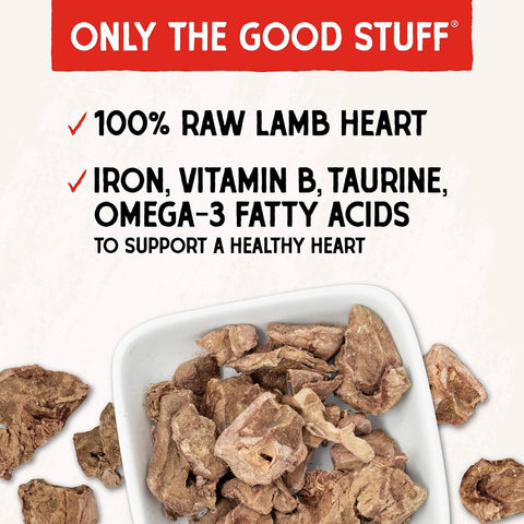 Stella & Chewy's Freeze-Dried Raw Lamb Heart Dog Treats - Single Ingredient, No Additives - Premium Training Treats - Perfect for Picky Eaters - 3oz Bag (Pack of 8)