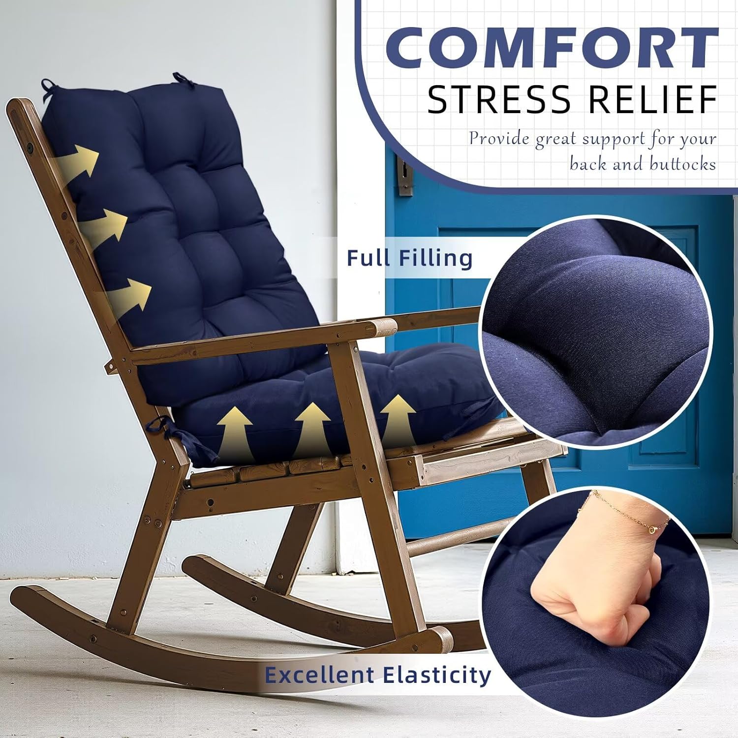1 Pack Outdoor Chair Cushion Set Waterprood Seat Pad for Patio