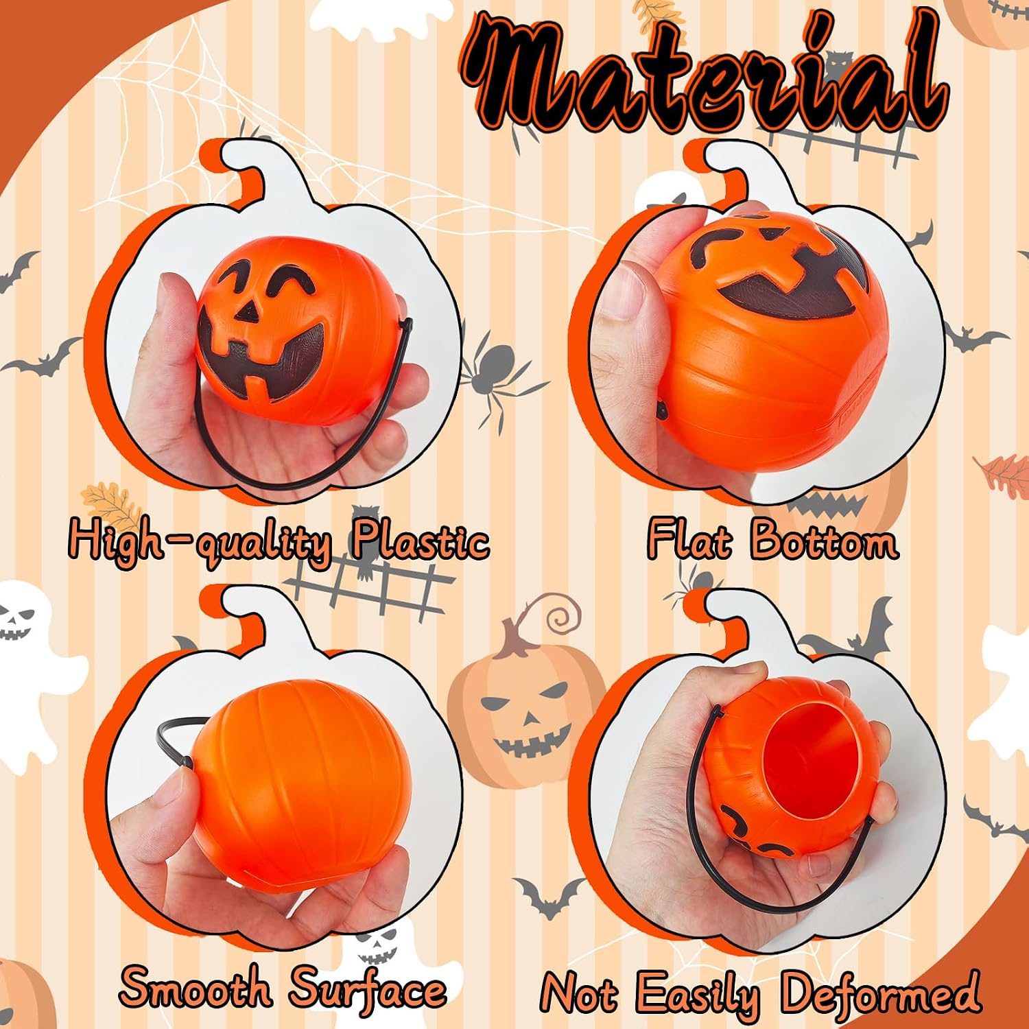 24 Pcs Mini Halloween Portable Pumpkin Bucket,2.8 In Plastic Pumpkin Candy Bucket,Trick or Treat Candy Pail Holder for Halloween Party Favor,Decoration Props